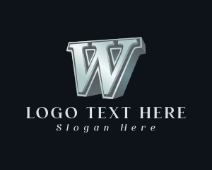 Construction - Elegant 3D Metallic Business Letter W logo design