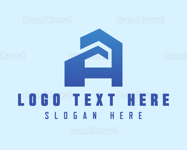 Blue Building Letter A Logo