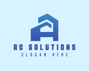 Blue Building Letter A logo design