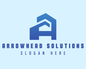 Blue Building Letter A logo design