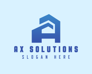 Blue Building Letter A logo design