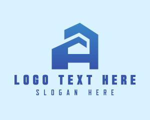 Building - Blue Building Letter A logo design