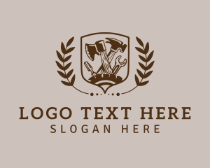 Handyman - Shield Wreath Craftsman logo design