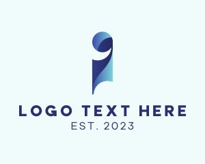 Blue - Modern Digital Letter I logo design