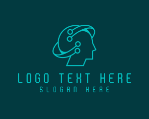 Cyberspace - Artificial Intelligence Tech Head logo design
