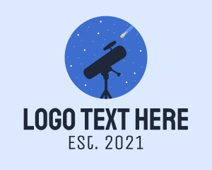 Space Travel - Star Gazing  Telescope logo design