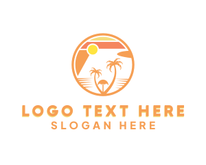 Palm Tree - Tropical Island Beach logo design