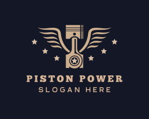 Piston - Mechanic Piston Wings logo design