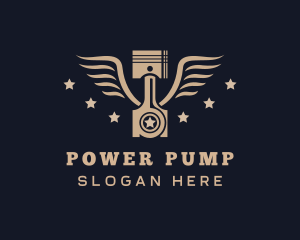 Pump - Mechanic Piston Wings logo design