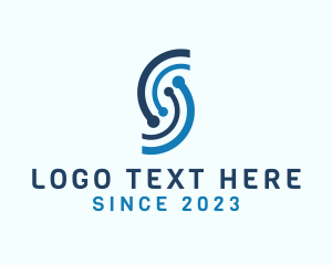 Cyber Security - Blue Circuit Letter S logo design