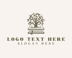 Review Center - Academic Tree Book Learning logo design