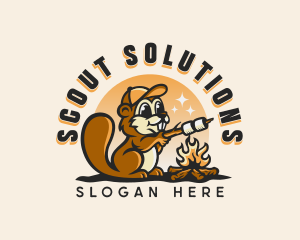 Squirrel Outdoor Campfire logo design