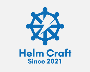 Helm - Ship Helm Thunderbolt logo design