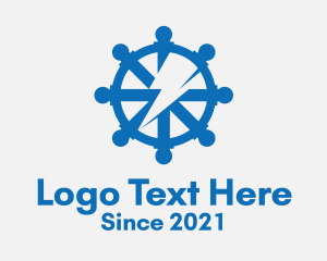 Lightning Bolt - Ship Helm Thunderbolt logo design
