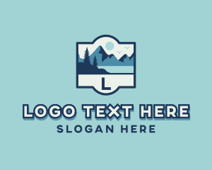 River - Forest Mountain Hiking logo design