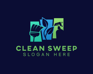 Sweeper - Janitor Cleaning Tools logo design