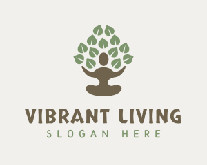 Living - Natural Meditation Tree logo design