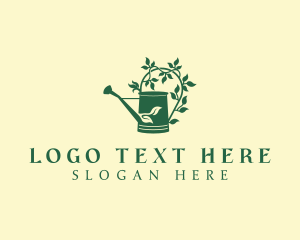 Leaves - Watering Can Garden Plant logo design