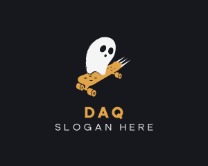 Haunted - Spooky Ghost Skateboard logo design