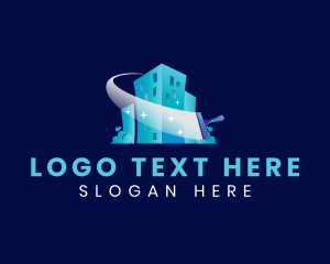 Clean - Squeegee Building Cleaning logo design