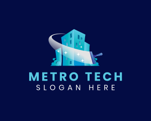 Metro - Squeegee Building Cleaning logo design