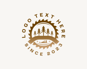 Tools - Lumber Pine Tree Sawmill logo design