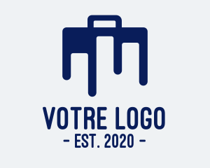 Red Building - Blue Briefcase Luggage logo design