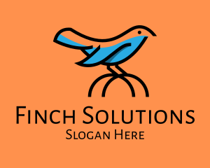 Finch - Cute Little Blue Bird logo design