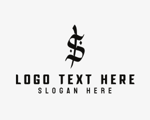Tattoo Artist - Gothic Studio Letter S logo design
