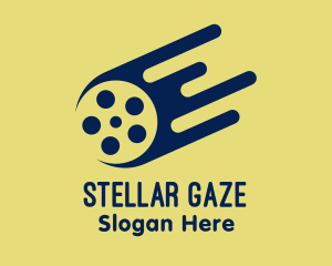 Astronomy - Blue Meteor Film Reel logo design