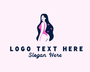 Hairdressing - Sexy Woman Swimsuit logo design