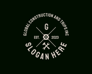 Hammer - Handyman Badge Wrench logo design