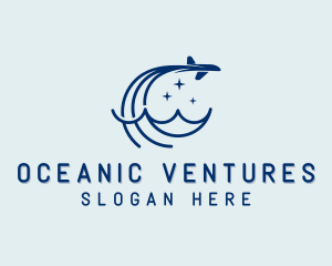 Plane Travel Sea logo design