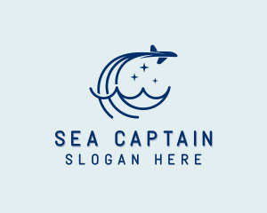 Plane Travel Sea logo design