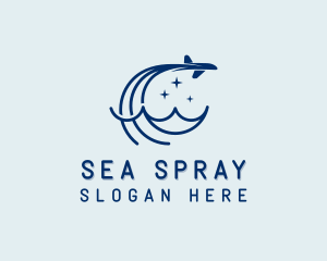 Plane Travel Sea logo design