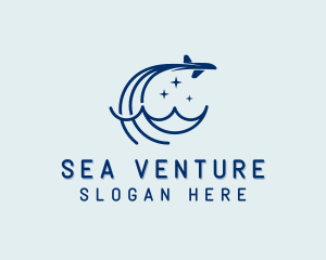 Plane Travel Sea logo design