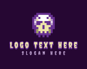 Arcade - Creepy Pixelated Skull logo design