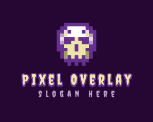 Creepy Pixelated Skull logo design