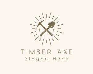 Mining Axe Shovel Tool logo design