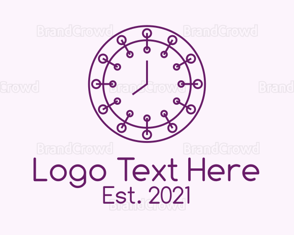 Purple Minimalist Clock Logo