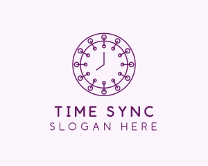 Purple Minimalist Clock  logo design