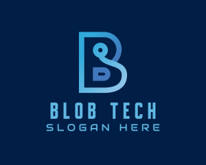 Blue Tech Letter B logo design