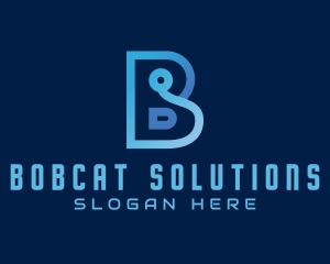 Blue Tech Letter B logo design