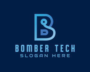 Blue Tech Letter B logo design