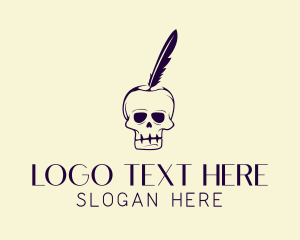 Calligraphy - Gothic Skull Quill Writer logo design