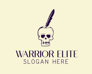 Author - Gothic Skull Quill Writer logo design