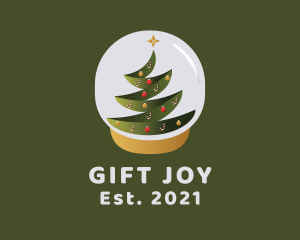 Christmas Tree Snow Globe logo design