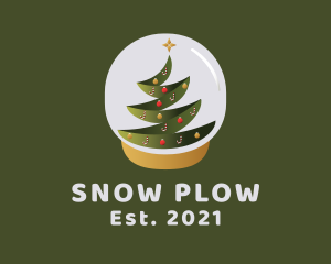 Christmas Tree Snow Globe logo design