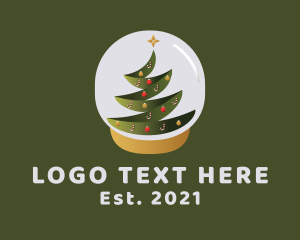 Merry - Christmas Tree Snow Globe logo design