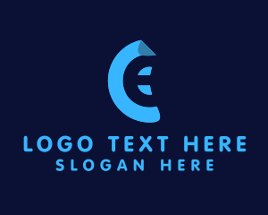 Cyber Space - Blue Monogram Letter CE logo design